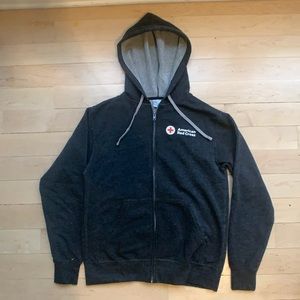 Red Cross hooded zip up sweatshirt m's sm/w's med